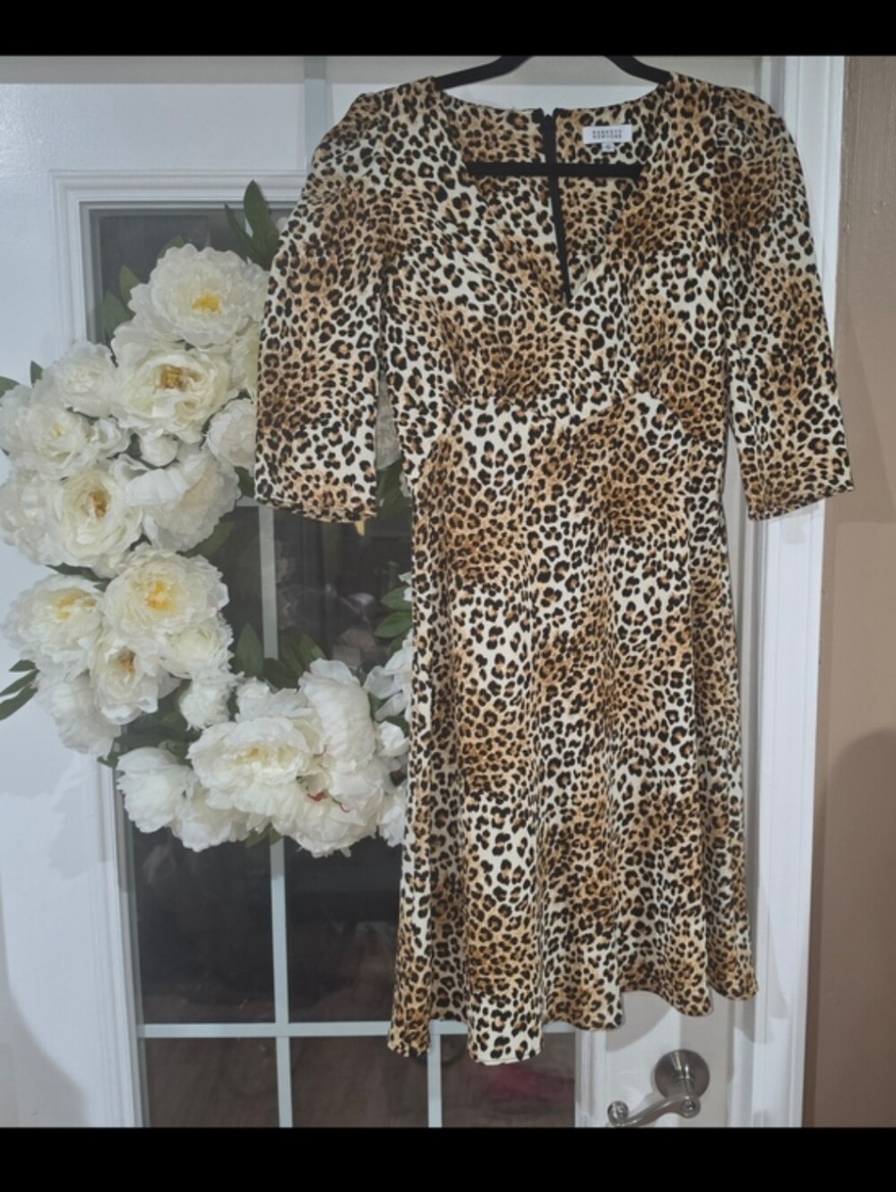 Barneys New York Leopard Print Midi Dress - Brown & Cream - Picture 9 of 10